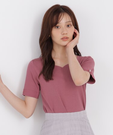 袖リボン総針ニットトップス