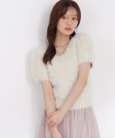 ラメフェザーニット