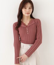 <a/mie>レースレイヤード変形ヘンリーニット