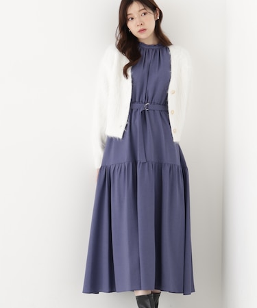 部分刺繍スリーブワンピース