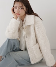 衿付きフェイクファーブルゾン
