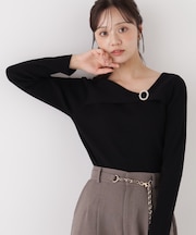 アシメリブニット