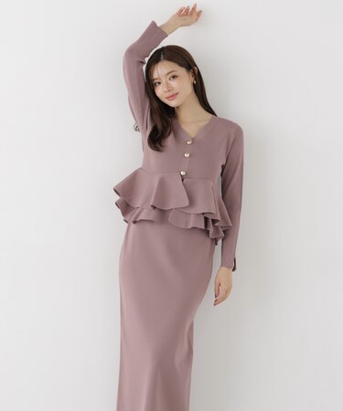 変形ペプラムニットセットアップ 26AW