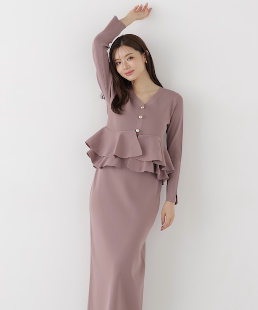 変形ペプラムニットセットアップ 26AW