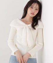 ミニシャギーケープニットトップス