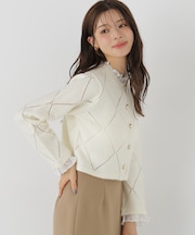 フリル付きアイレットニット