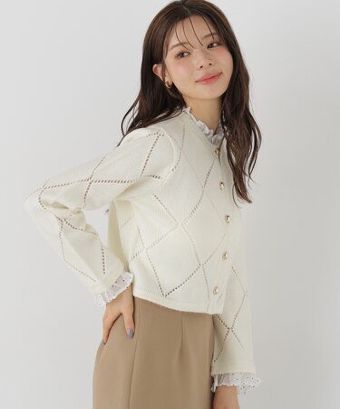 フリル付きアイレットニット