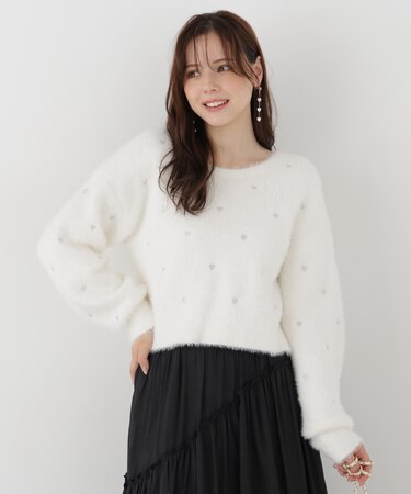 ＜EDIT COLOGNE＞ハート刺繍ニットトップス