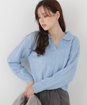 <a/mie>スキッパーケーブルニット