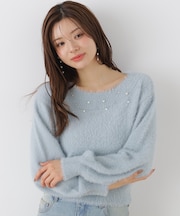 ビジュー付きミニシャギートップス