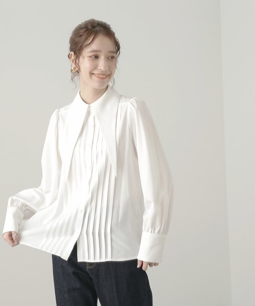foufou ウィングカラーピンタックブラウス teshioni｜ファッション