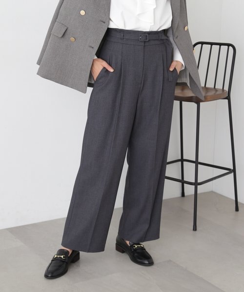 ハイウエストベルト付きワイドパンツ《S Size Line