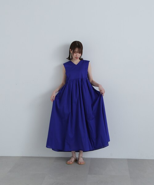 N.NBB コットンボイルVネックボリュームワンピース ブラック M コットンボイルVネックボリュームワンピース《S Size Line