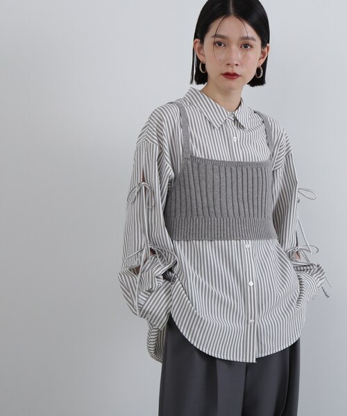 グレー リボン付きシャツ サイズF グレー リボン付きシャツ サイズF &mall（アンドモール）三井