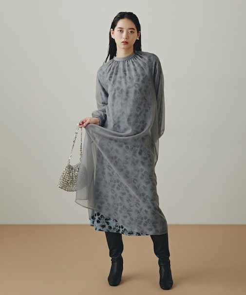 シアーレイヤードプリントワンピース