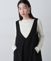 総針針抜きクルーネックニット