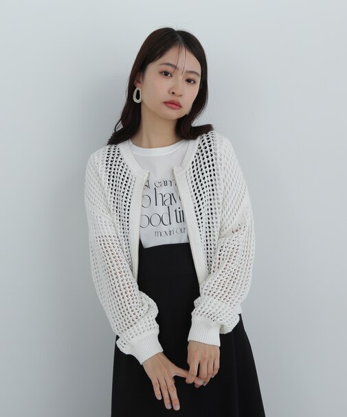 メッシュZIPニットカーディガン