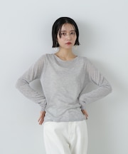 ロゴ刺繍シアーニット