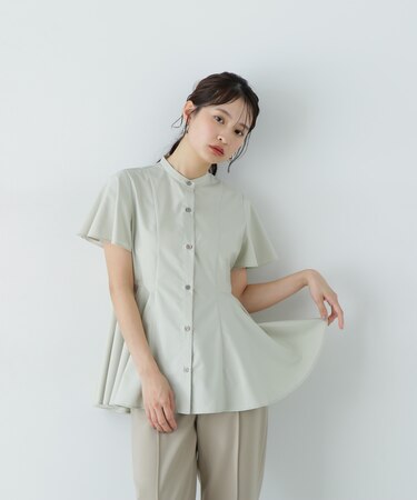 フレアスリーブペプラムブラウス