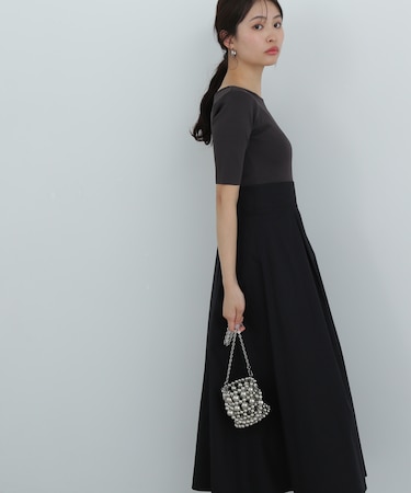 ボートネックドッキングワンピース