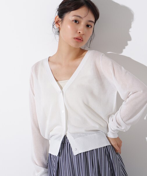 シアーVネックフォルムカーディガン