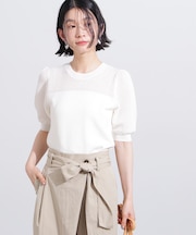 メッシュ切替半袖ニット