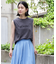 フロッキープリントノースリーブTシャツ