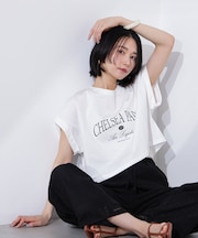 クロップドカレッジロゴTシャツ