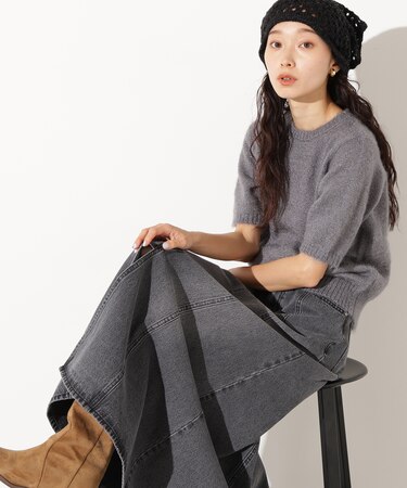 ヘアリーニットトップス