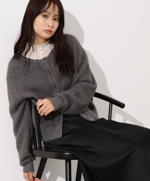 ビーズミックスヘアリーカーディガン｜エヌドット ナチュラル