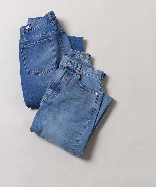 センタープレスフレアデニムパンツ