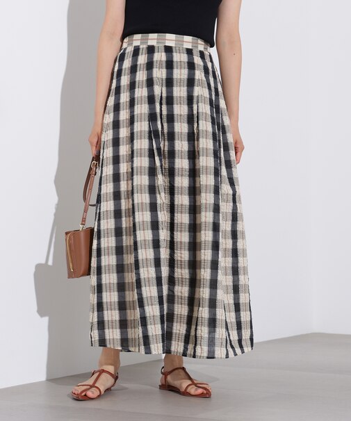 シアーチェックフレアスカート