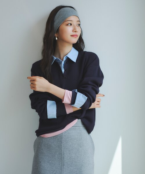 sheller レイヤード風ニット sheller レイヤード風ニット