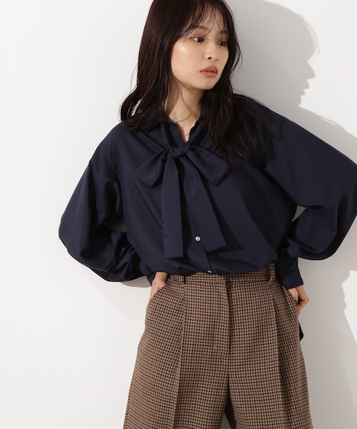 ゴールドボタン2wayリボンブラウス