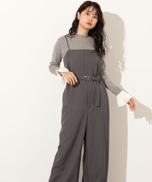  PARTY ベルト付きタックベアオールインワン グレー ロイヤルパーティー ROYAL PARTY ベルト付タックベア