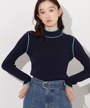 ラインモックネックニット