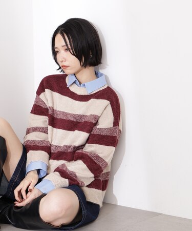 ヘアリーボーダーニット