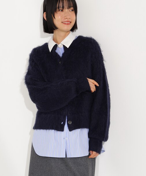 クルーネックフェザーカーディガン《ピンク：LUMINE・LUCUA・official site限定》