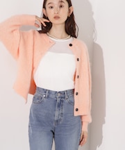 クルーネックフェザーカーディガン