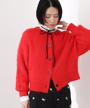 クルーネックフェザーカーディガン