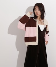 カラーブロッキングカーディガン