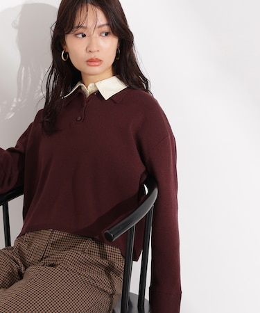 シャツレイヤードニット