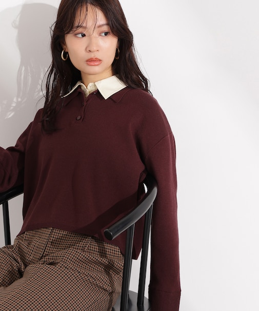 シャツレイヤードニット