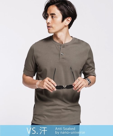 《汗染み防止》Anti Soaked ヘビーヘンリーネック　Ｔシャツ_