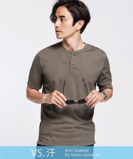 《汗染み防止》Anti Soaked ヘビーヘンリーネック　Ｔシャツ_