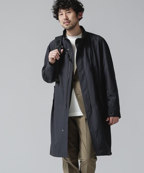 【新品、未使用品】mikomori コート MEGMIURA 2WAY PIN TUCK LEATHER LIKE NYLON MODS COAT BLACK