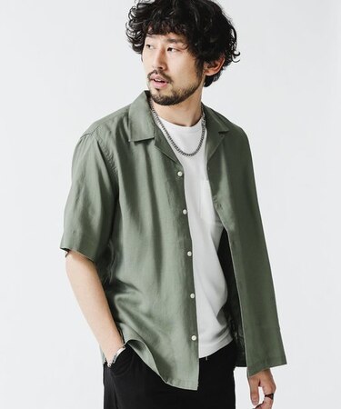 《WEB限定》ユニフレッシャーリネン 開襟シャツ 半袖