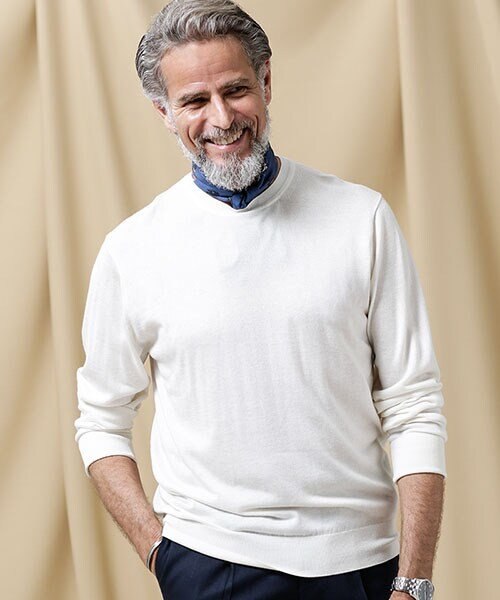 シルクカシミヤ14GGクルーネックニット｜ナノ・ユニバースの通販