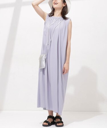 Anti Soaked 汗染み防止 ギャザーワンピース ノースリーブ