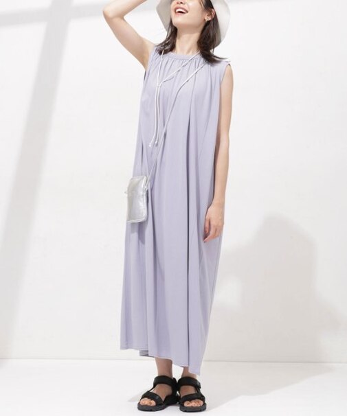 Anti Soaked 汗染み防止 ギャザーワンピース ノースリーブ